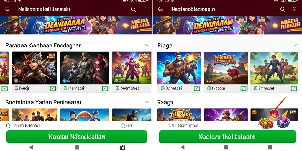 Tampilan beranda dengan berbagai pilihan permainan.